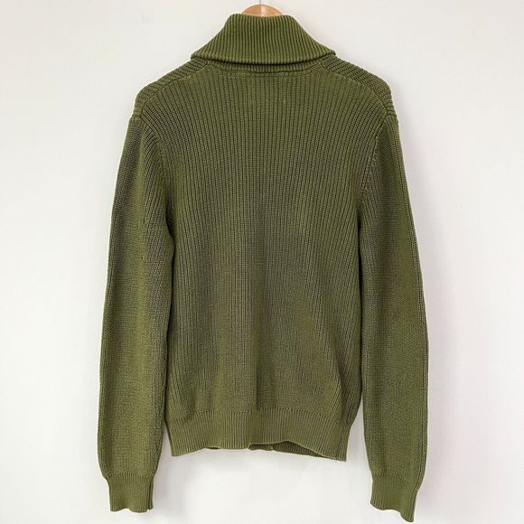 Sun + Stone Mens Shawl Collar Ribbed Cardigan Sweater Cotton Chunky Knit Size S - Picture 5 of 9